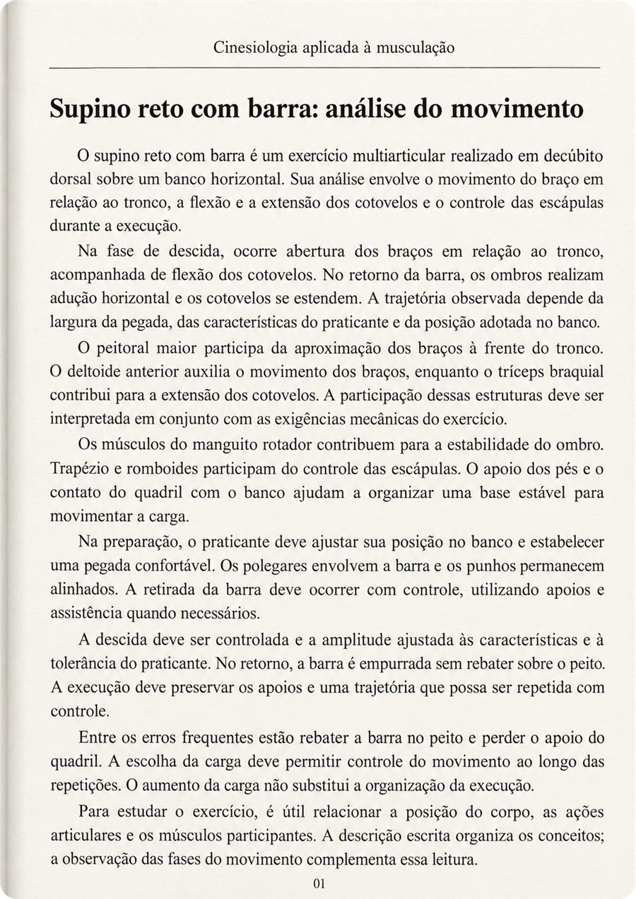 Página de livro tradicional de cinesiologia, só com texto